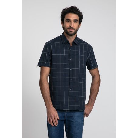 Camisa Docthos Relaxed Fit Manga Curta Xadrez Exclusivo Oxford