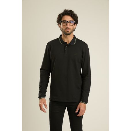 Polo Docthos Slim Manga Longa Piquet com Elastano