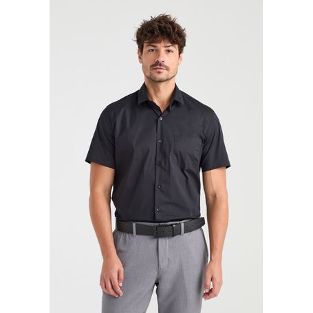 Camisa Manga Curta Relaxed Fit Tricoline com Elastano  Liso