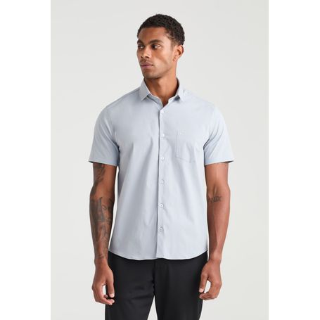 Camisa Manga Curta Relaxed Fit Tricoline com Elastano  Liso