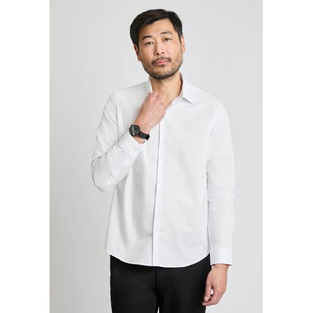 Camisa Manga Longa Relaxed Fit Tricoline com Elastano