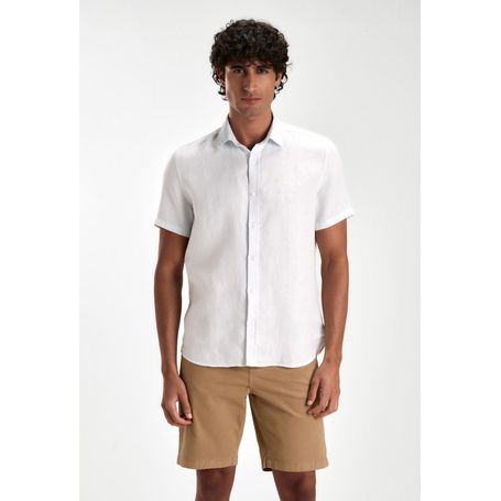 Camisa Docthos Slim Manga Curta 100% Linho Tinturado