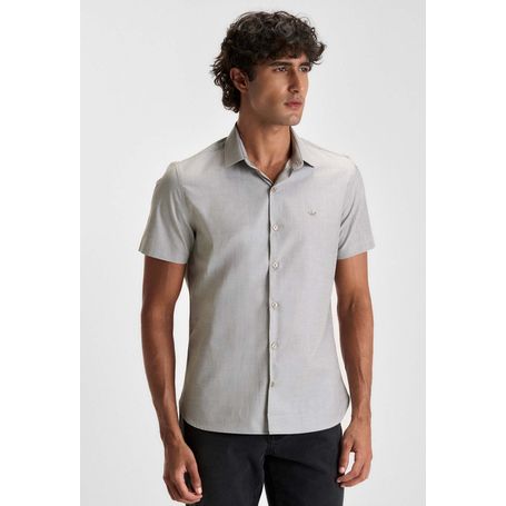 Camisa Docthos Slim Manga Curta Fil a Fil Mercerizadas