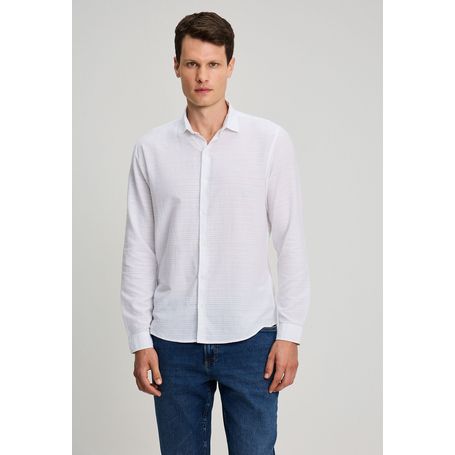 CAMISA DOCTHOS SLIM MANGA LONGA LISTRADA MAQUINETADA