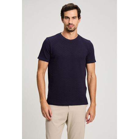 CAMISETA DOCTHOS SLIM MANGA CURTA MALHA TRICOT TEXTURIZADA